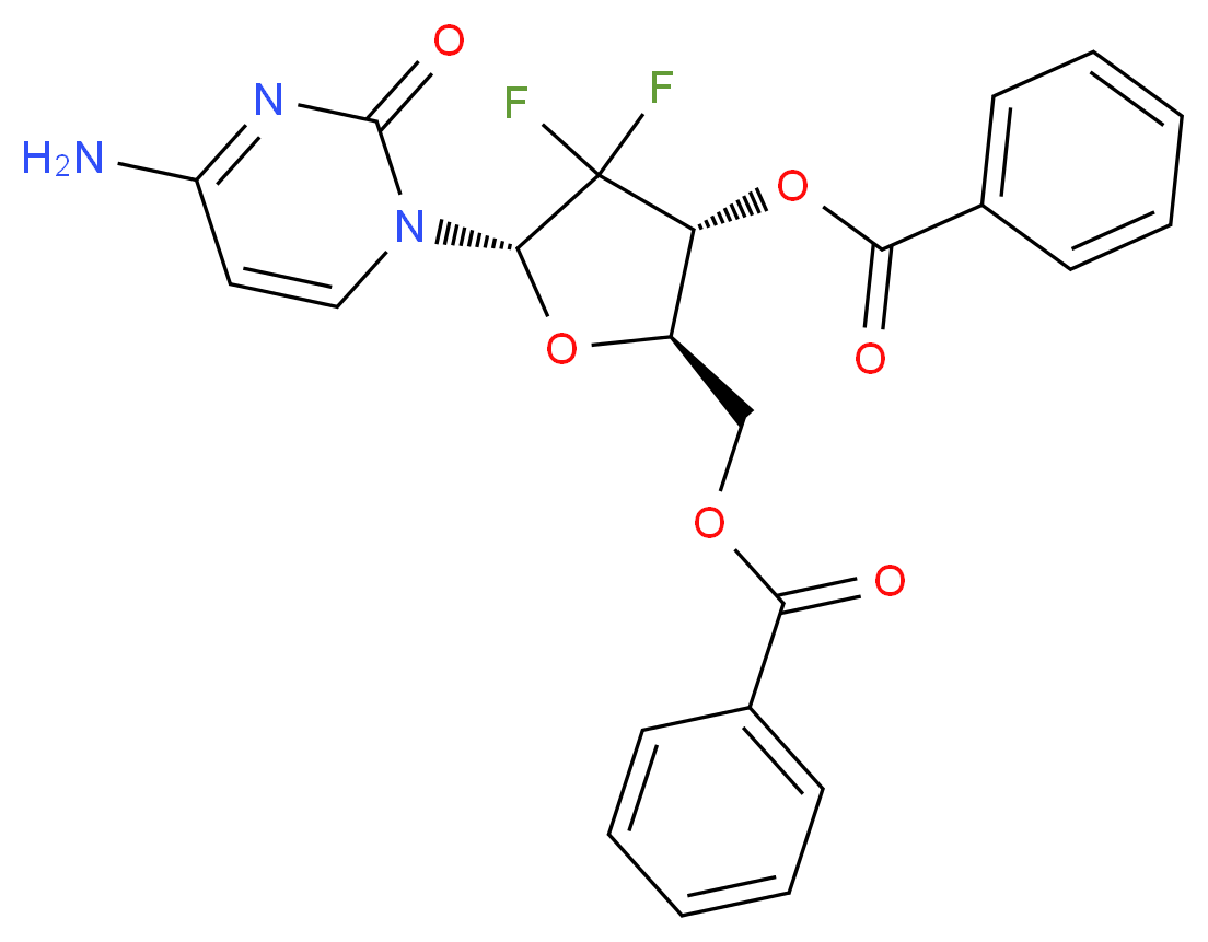 (2R,3R,5S)-5-(4-amino-2-oxo-1,2-dihydropyrimidin-1-yl)-2-[(benzoyloxy)methyl]-4,4-difluorooxolan-3-yl benzoate_分子结构_CAS_134790-40-2