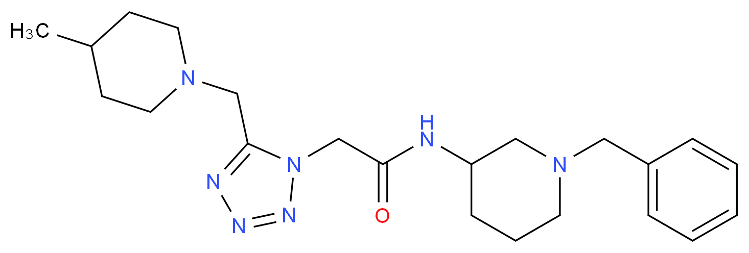 N-(1-benzyl-3-piperidinyl)-2-{5-[(4-methyl-1-piperidinyl)methyl]-1H-tetrazol-1-yl}acetamide_分子结构_CAS_)
