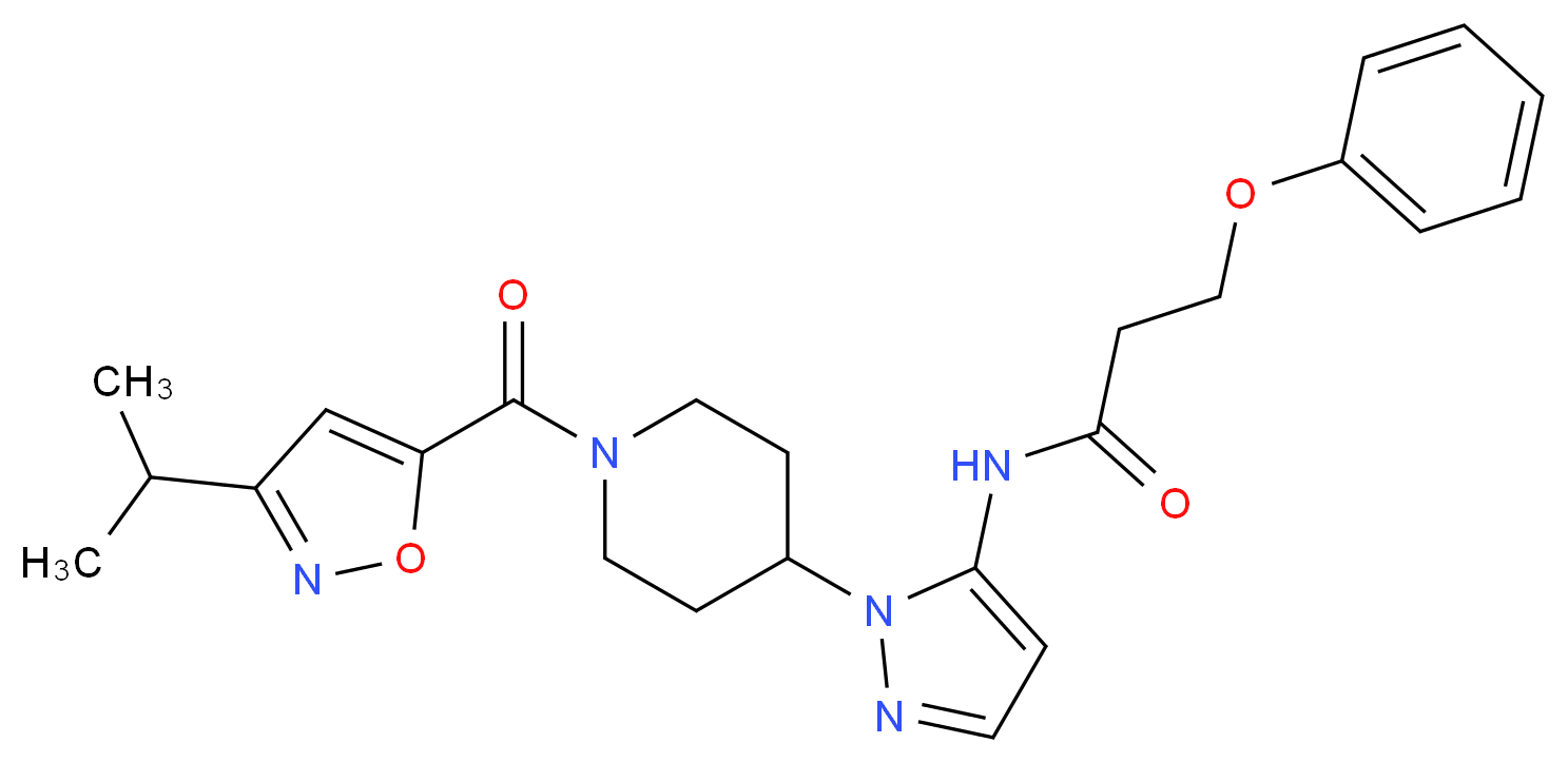 N-(1-{1-[(3-isopropyl-5-isoxazolyl)carbonyl]-4-piperidinyl}-1H-pyrazol-5-yl)-3-phenoxypropanamide_分子结构_CAS_)