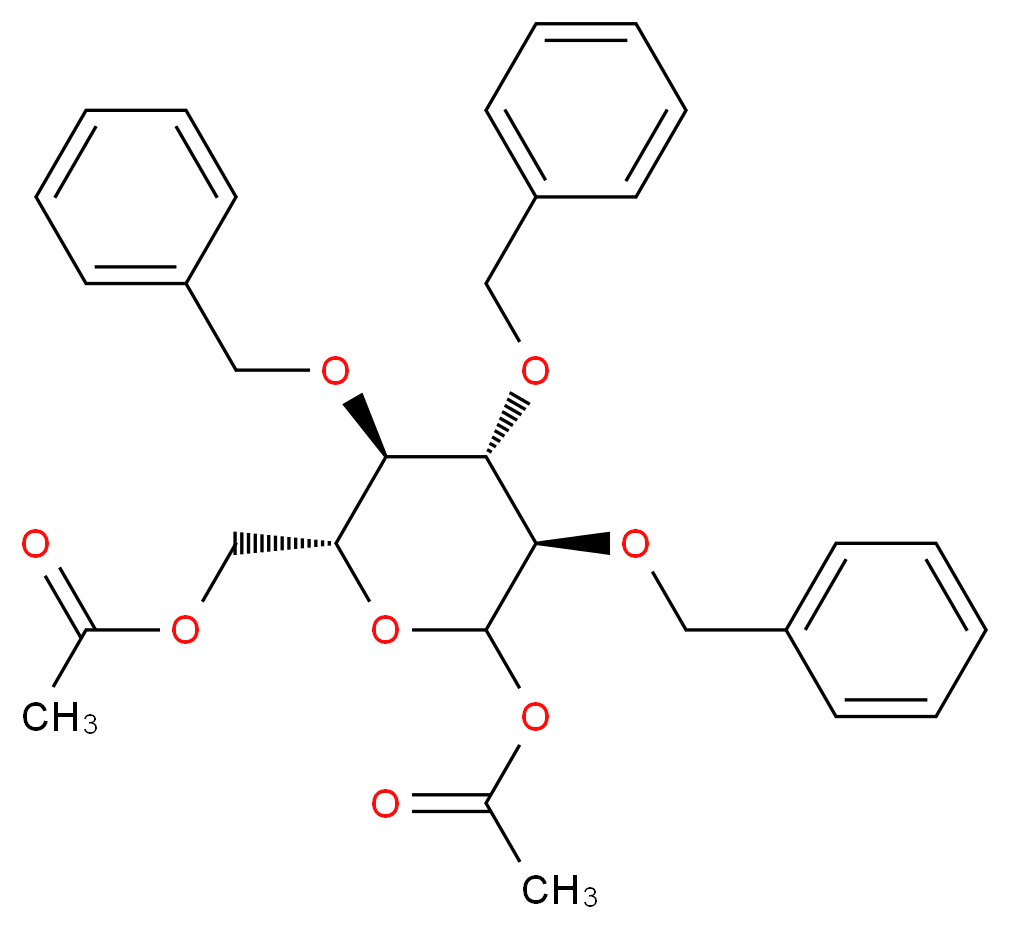 1,6-Di-O-acetyl-2,3,4-tri-O-benzyl-α,β-D-glucopyranose_分子结构_CAS_59433-13-5)