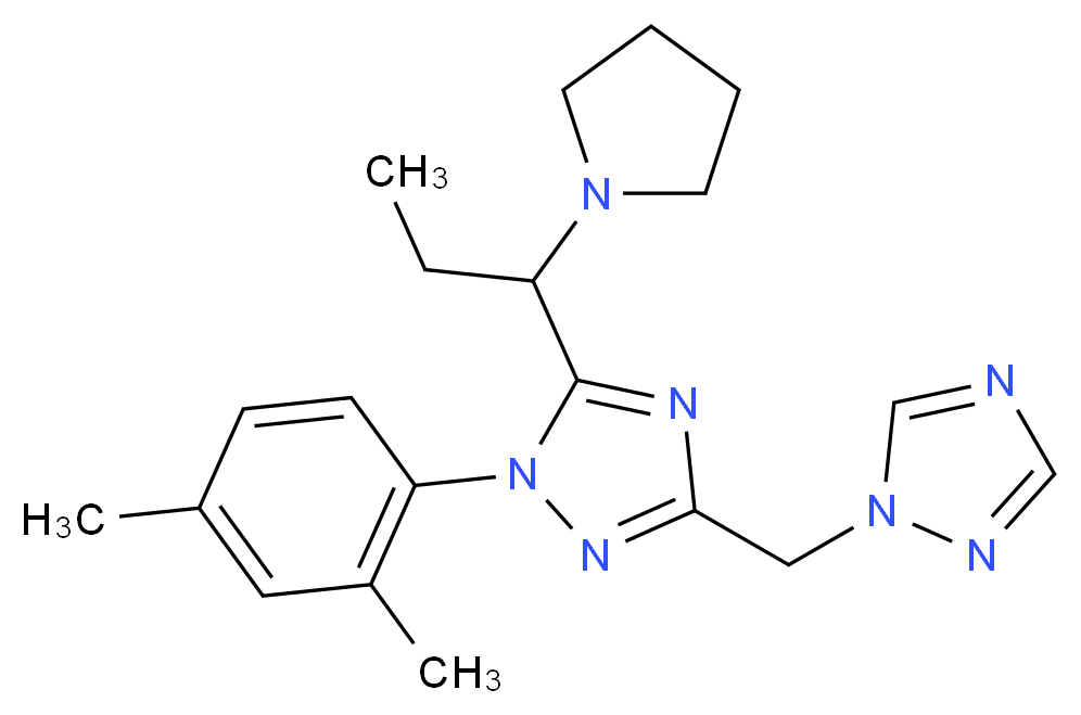 1-(2,4-dimethylphenyl)-5-(1-pyrrolidin-1-ylpropyl)-3-(1H-1,2,4-triazol-1-ylmethyl)-1H-1,2,4-triazole_分子结构_CAS_)