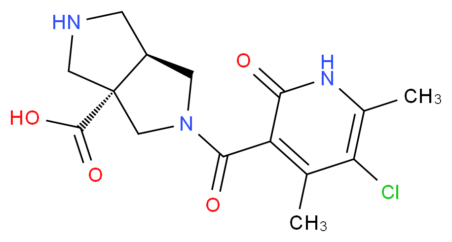 (3aS*,6aS*)-2-[(5-chloro-4,6-dimethyl-2-oxo-1,2-dihydropyridin-3-yl)carbonyl]hexahydropyrrolo[3,4-c]pyrrole-3a(1H)-carboxylic acid_分子结构_CAS_)