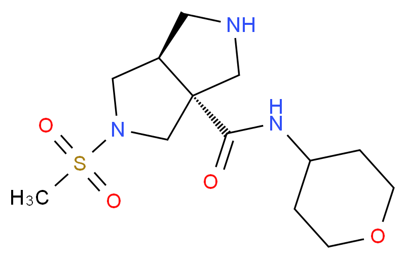 (3aR*,6aR*)-2-(methylsulfonyl)-N-(tetrahydro-2H-pyran-4-yl)hexahydropyrrolo[3,4-c]pyrrole-3a(1H)-carboxamide_分子结构_CAS_)