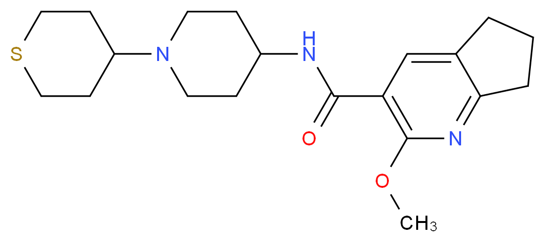 2-methoxy-N-[1-(tetrahydro-2H-thiopyran-4-yl)piperidin-4-yl]-6,7-dihydro-5H-cyclopenta[b]pyridine-3-carboxamide_分子结构_CAS_)