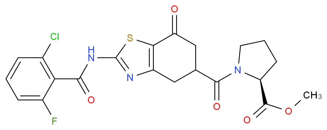 methyl 1-({2-[(2-chloro-6-fluorobenzoyl)amino]-7-oxo-4,5,6,7-tetrahydro-1,3-benzothiazol-5-yl}carbonyl)-L-prolinate_分子结构_CAS_)