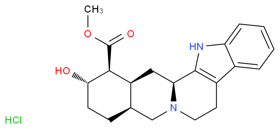 methyl (1S,15S,18S,19S,20S)-18-hydroxy-3,13-diazapentacyclo[11.8.0.0^{2,10}.0^{4,9}.0^{15,20}]henicosa-2(10),4,6,8-tetraene-19-carboxylate hydrochloride_分子结构_CAS_6211-32-1