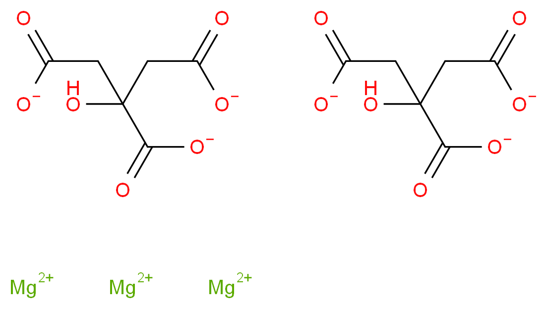 trimagnesium(2+) ion bis(2-hydroxypropane-1,2,3-tricarboxylate)_分子结构_CAS_3344-18-1