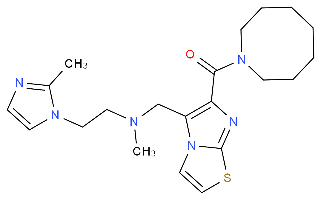 N-{[6-(1-azocanylcarbonyl)imidazo[2,1-b][1,3]thiazol-5-yl]methyl}-N-methyl-2-(2-methyl-1H-imidazol-1-yl)ethanamine_分子结构_CAS_)