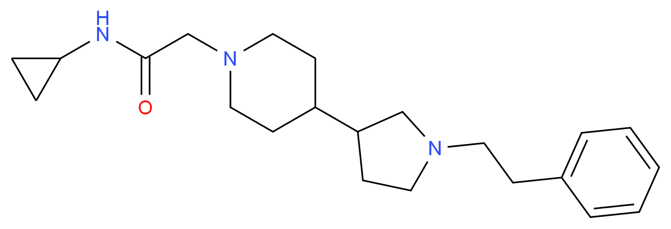 N-cyclopropyl-2-{4-[1-(2-phenylethyl)-3-pyrrolidinyl]-1-piperidinyl}acetamide_分子结构_CAS_)