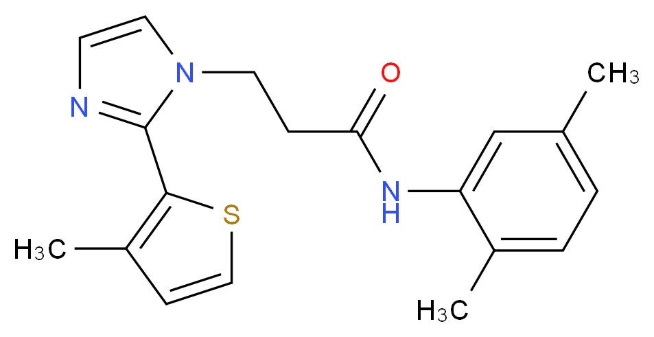 N-(2,5-dimethylphenyl)-3-[2-(3-methyl-2-thienyl)-1H-imidazol-1-yl]propanamide_分子结构_CAS_)