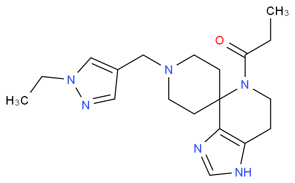 1'-[(1-ethyl-1H-pyrazol-4-yl)methyl]-5-propionyl-1,5,6,7-tetrahydrospiro[imidazo[4,5-c]pyridine-4,4'-piperidine]_分子结构_CAS_)