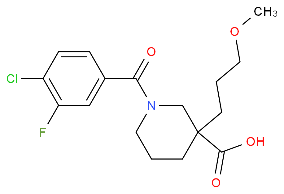1-(4-chloro-3-fluorobenzoyl)-3-(3-methoxypropyl)-3-piperidinecarboxylic acid_分子结构_CAS_)