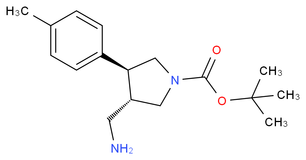 (3S,4S)-tert-butyl 3-(aminomethyl)-4-p-tolylpyrrolidine-1-carboxylate_分子结构_CAS_1260610-78-3)