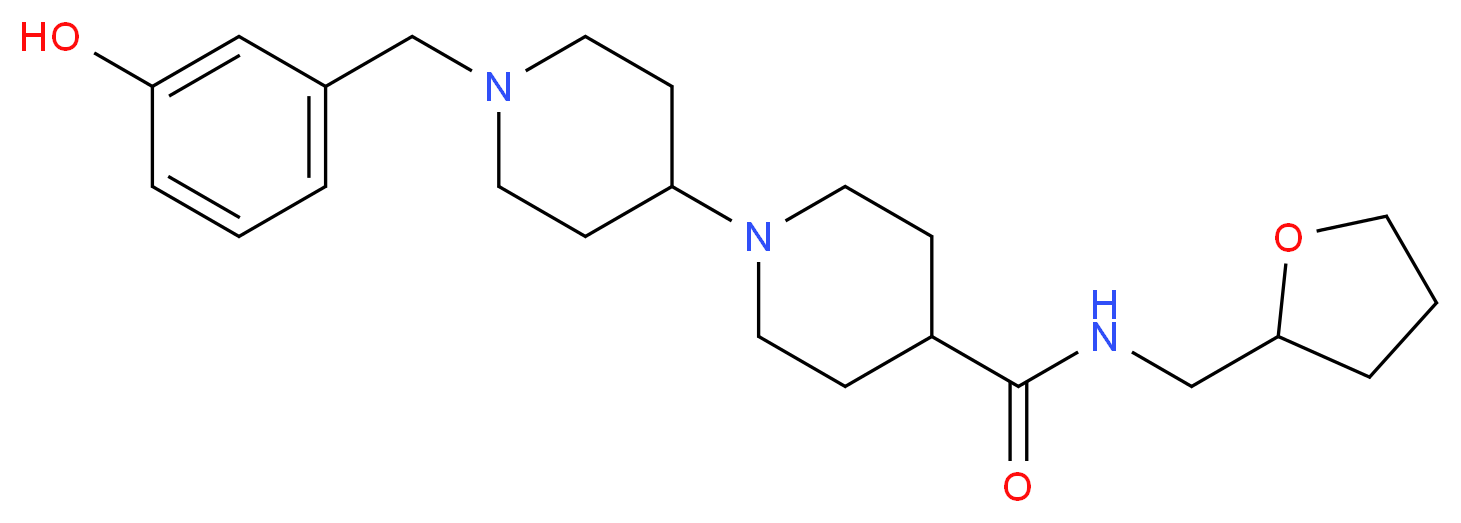 1'-(3-hydroxybenzyl)-N-(tetrahydro-2-furanylmethyl)-1,4'-bipiperidine-4-carboxamide_分子结构_CAS_)