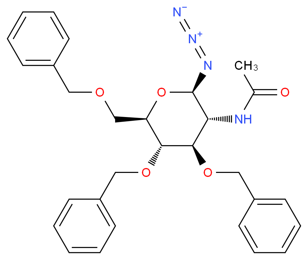 2-乙酰氨基-3,4,6-三-O-苄基-2-脱氧-β-D-吡喃葡萄糖酰基叠氮化物_分子结构_CAS_214467-60-4)