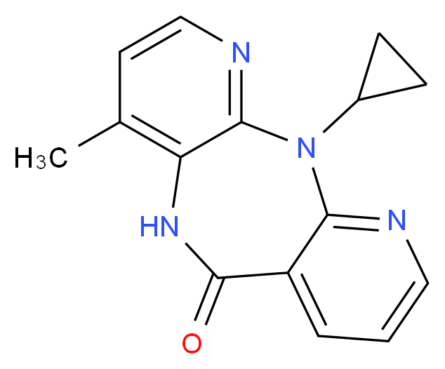 2-cyclopropyl-7-methyl-2,4,9,15-tetraazatricyclo[9.4.0.0<sup>3</sup>,<sup>8</sup>]pentadeca-1(15),3(8),4,6,11,13-hexaen-10-one_分子结构_CAS_129618-40-2