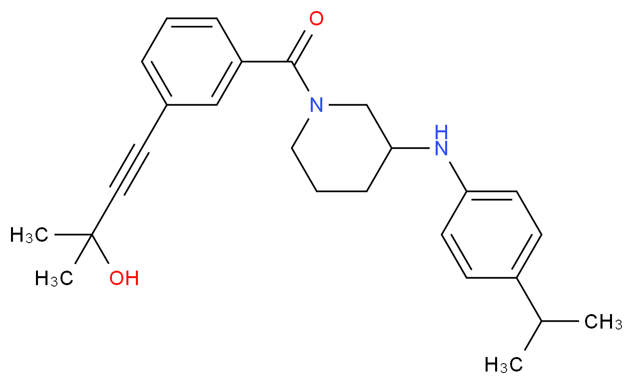 4-[3-({3-[(4-isopropylphenyl)amino]-1-piperidinyl}carbonyl)phenyl]-2-methyl-3-butyn-2-ol_分子结构_CAS_)