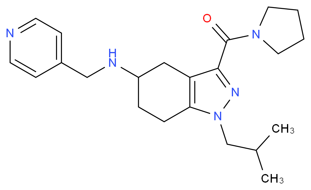 1-isobutyl-N-(4-pyridinylmethyl)-3-(1-pyrrolidinylcarbonyl)-4,5,6,7-tetrahydro-1H-indazol-5-amine_分子结构_CAS_)