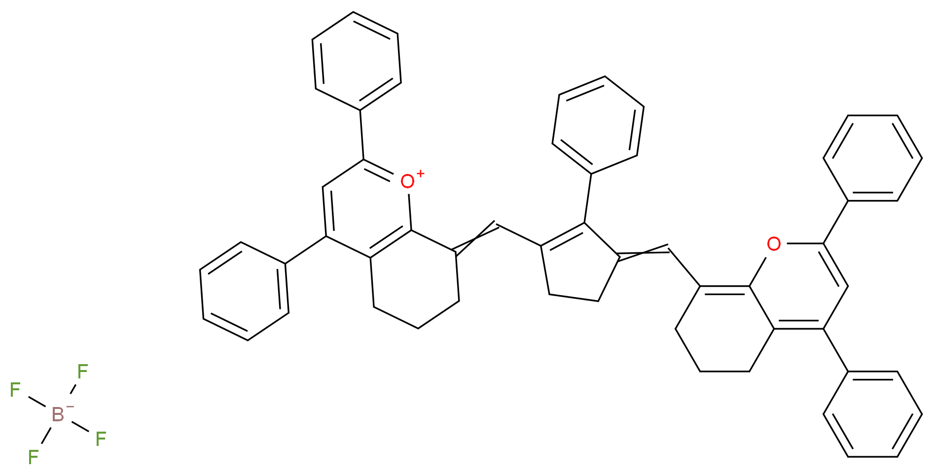 8-({3-[(2,4-diphenyl-6,7-dihydro-5H-chromen-8-yl)methylidene]-2-phenylcyclopent-1-en-1-yl}methylidene)-2,4-diphenyl-5,6,7,8-tetrahydro-1λ<sup>4</sup>-chromen-1-ylium; tetrafluoroboranuide_分子结构_CAS_155614-02-1