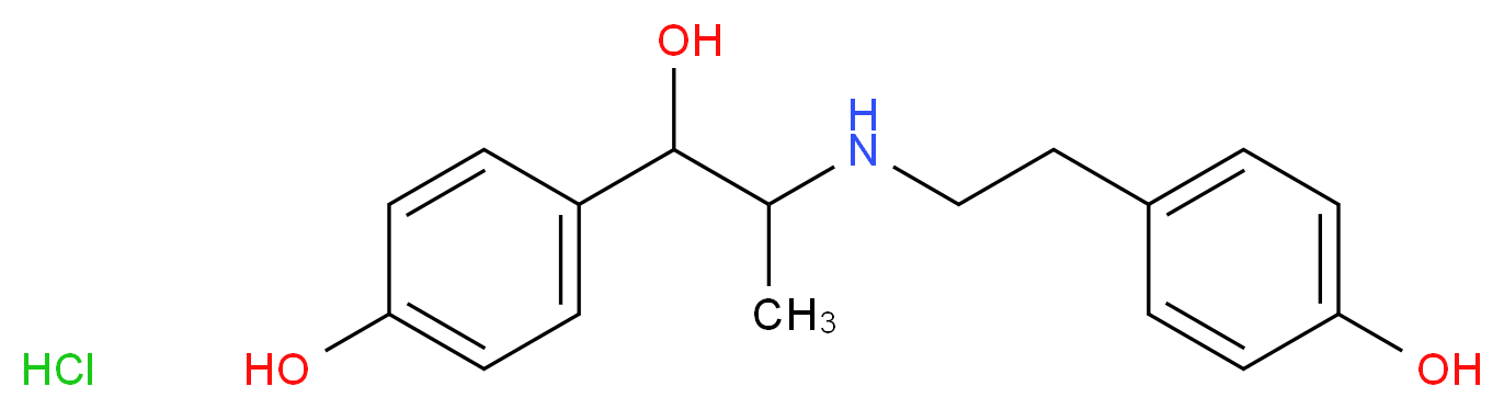 4-(2-{[1-hydroxy-1-(4-hydroxyphenyl)propan-2-yl]amino}ethyl)phenol hydrochloride_分子结构_CAS_23239-51-2