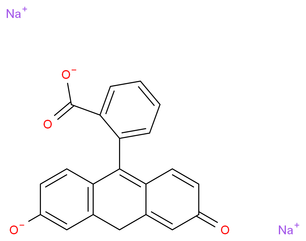 disodium 2-(6-oxido-3-oxo-3,10-dihydroanthracen-9-yl)benzoate_分子结构_CAS_518-47-8