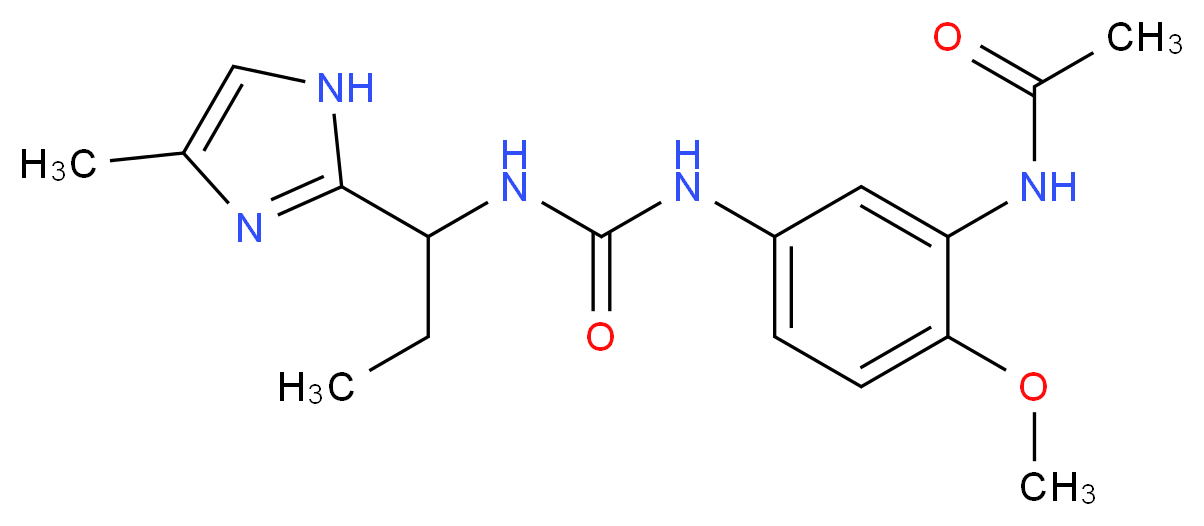 N-{2-methoxy-5-[({[1-(4-methyl-1H-imidazol-2-yl)propyl]amino}carbonyl)amino]phenyl}acetamide_分子结构_CAS_)