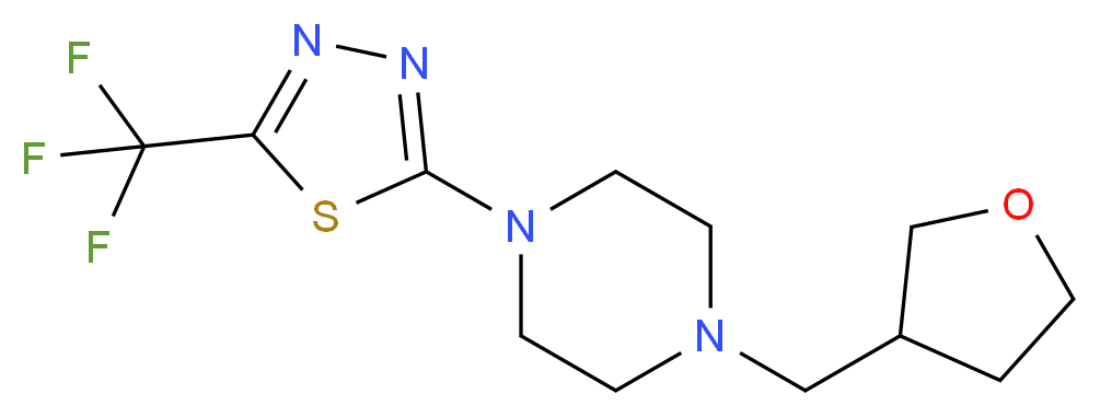 1-(tetrahydrofuran-3-ylmethyl)-4-[5-(trifluoromethyl)-1,3,4-thiadiazol-2-yl]piperazine_分子结构_CAS_)