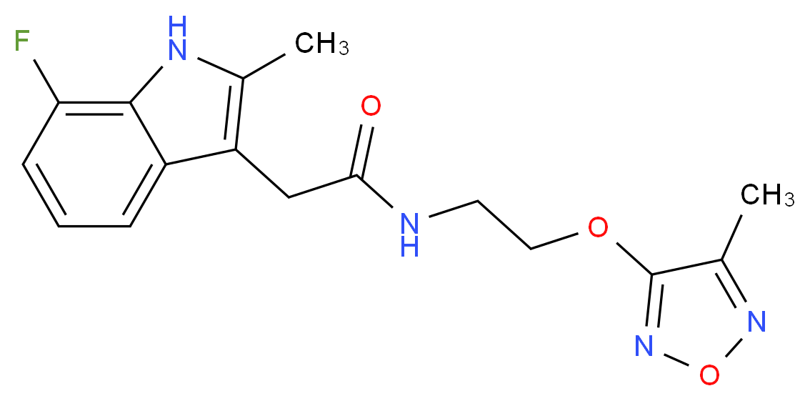 2-(7-fluoro-2-methyl-1H-indol-3-yl)-N-{2-[(4-methyl-1,2,5-oxadiazol-3-yl)oxy]ethyl}acetamide_分子结构_CAS_)