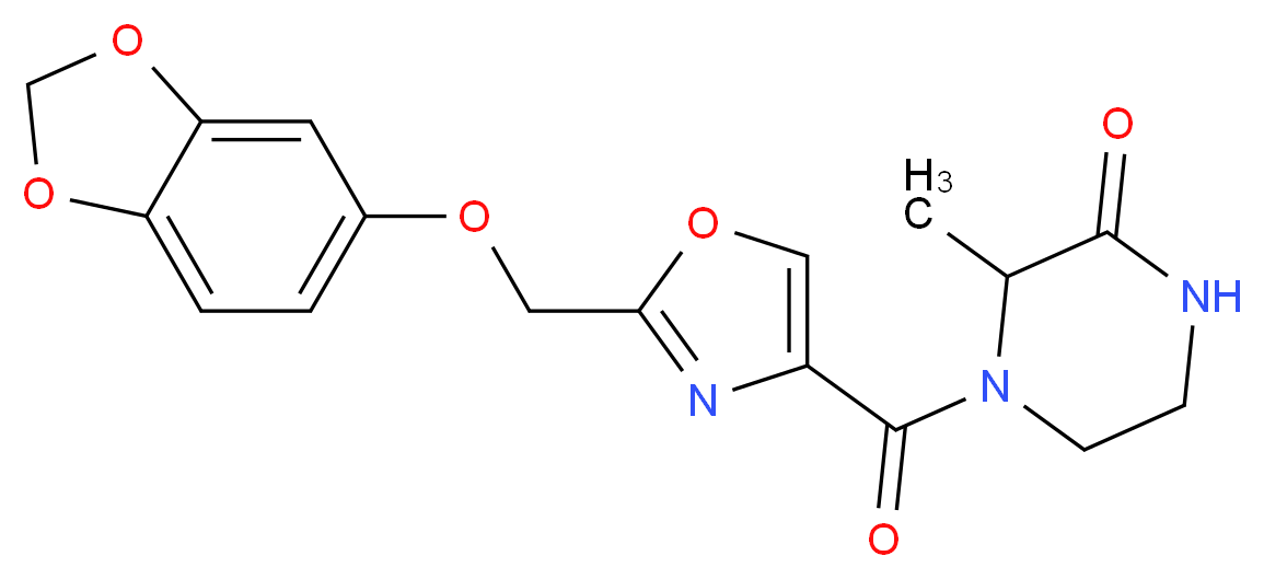 4-({2-[(1,3-benzodioxol-5-yloxy)methyl]-1,3-oxazol-4-yl}carbonyl)-3-methylpiperazin-2-one_分子结构_CAS_)