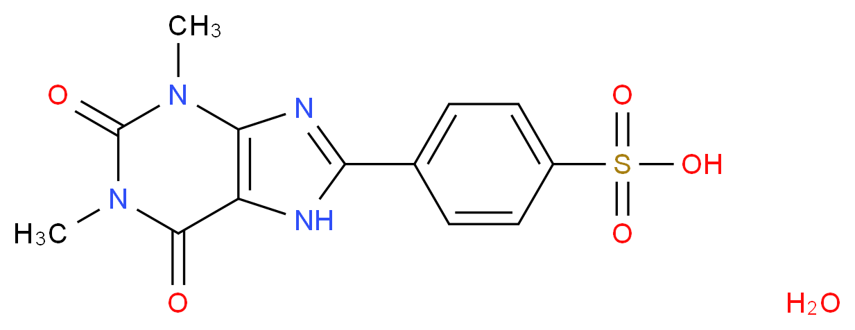 8-(p-Sulfophenyl)theophylline hydrate_分子结构_CAS_80206-91-3(anhydrous))