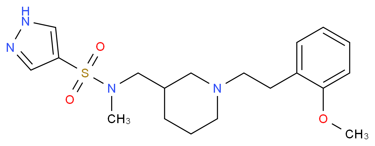 N-({1-[2-(2-methoxyphenyl)ethyl]piperidin-3-yl}methyl)-N-methyl-1H-pyrazole-4-sulfonamide_分子结构_CAS_)