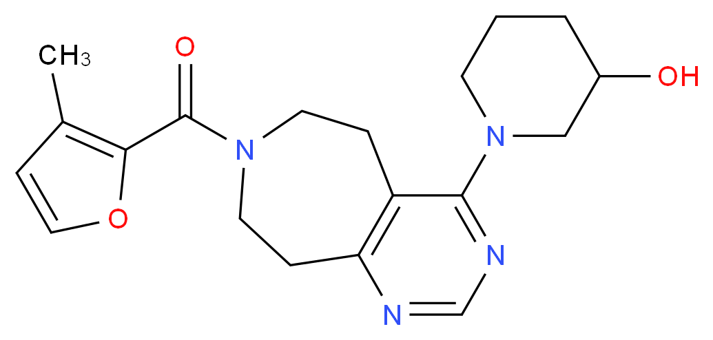 1-[7-(3-methyl-2-furoyl)-6,7,8,9-tetrahydro-5H-pyrimido[4,5-d]azepin-4-yl]piperidin-3-ol_分子结构_CAS_)