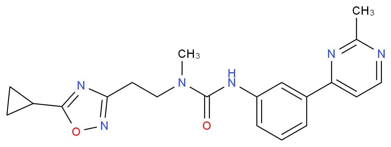 N-[2-(5-cyclopropyl-1,2,4-oxadiazol-3-yl)ethyl]-N-methyl-N'-[3-(2-methylpyrimidin-4-yl)phenyl]urea_分子结构_CAS_)