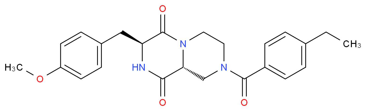 (3S,9aR)-8-(4-ethylbenzoyl)-3-(4-methoxybenzyl)tetrahydro-2H-pyrazino[1,2-a]pyrazine-1,4(3H,6H)-dione_分子结构_CAS_)