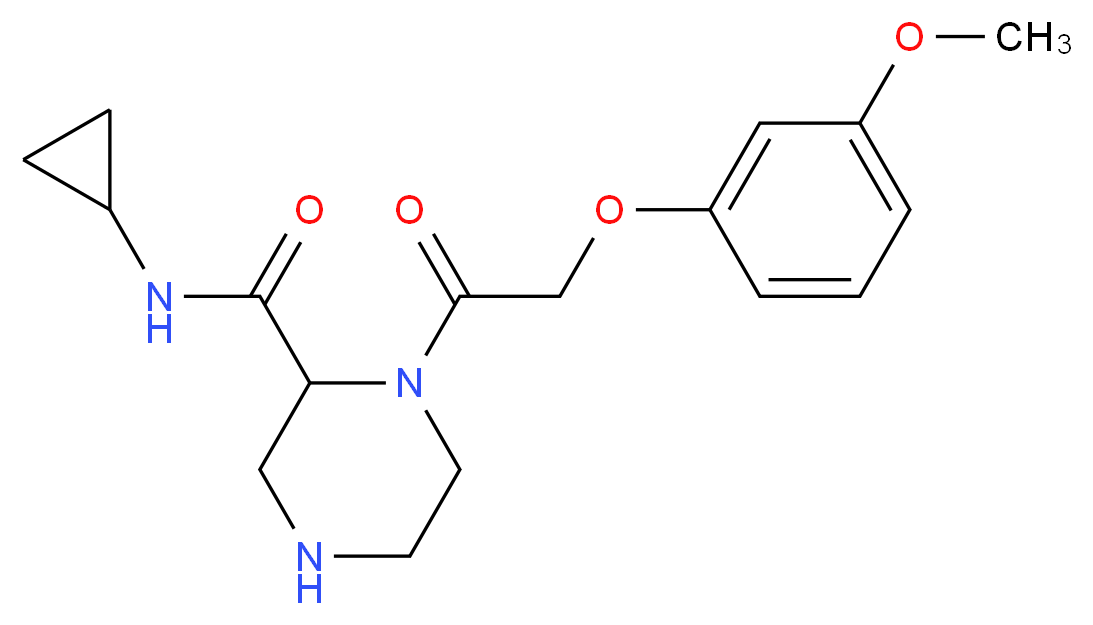N-cyclopropyl-1-[(3-methoxyphenoxy)acetyl]-2-piperazinecarboxamide_分子结构_CAS_)