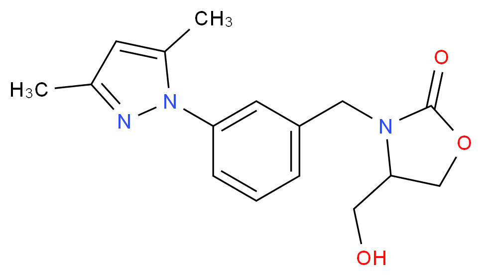 3-[3-(3,5-dimethyl-1H-pyrazol-1-yl)benzyl]-4-(hydroxymethyl)-1,3-oxazolidin-2-one_分子结构_CAS_)