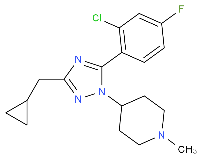 4-[5-(2-chloro-4-fluorophenyl)-3-(cyclopropylmethyl)-1H-1,2,4-triazol-1-yl]-1-methylpiperidine_分子结构_CAS_)