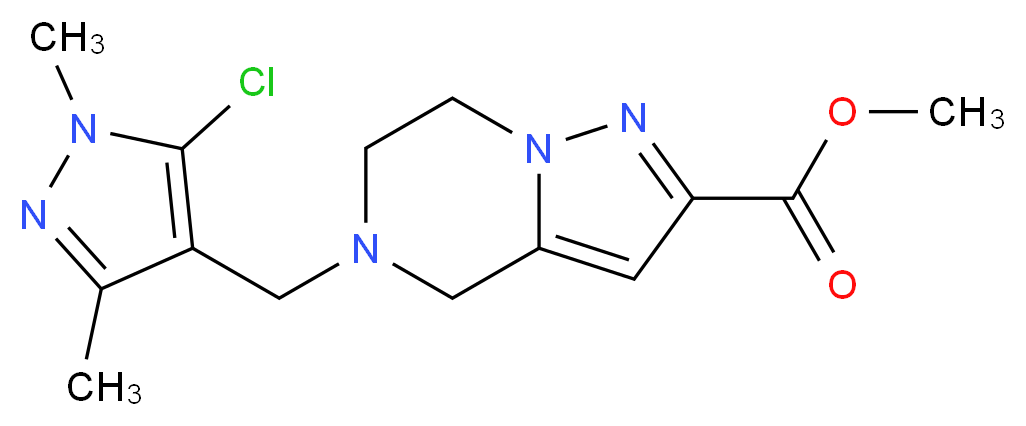 methyl 5-[(5-chloro-1,3-dimethyl-1H-pyrazol-4-yl)methyl]-4,5,6,7-tetrahydropyrazolo[1,5-a]pyrazine-2-carboxylate_分子结构_CAS_)
