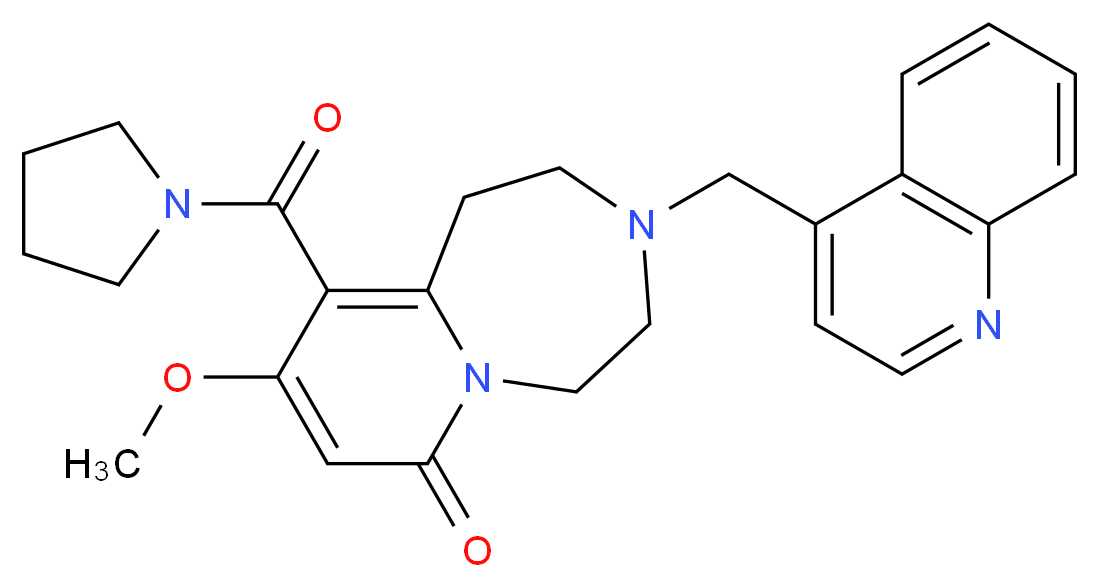 9-methoxy-10-(1-pyrrolidinylcarbonyl)-3-(4-quinolinylmethyl)-2,3,4,5-tetrahydropyrido[1,2-d][1,4]diazepin-7(1H)-one_分子结构_CAS_)