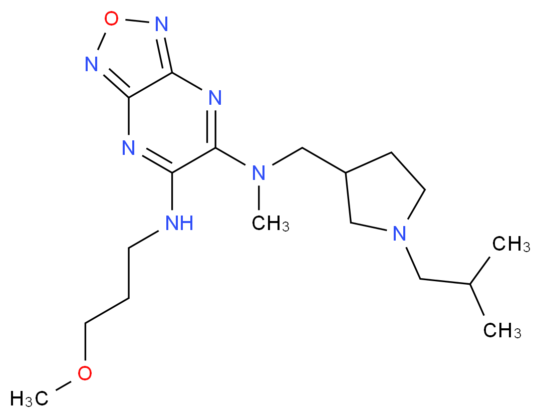 N-[(1-isobutyl-3-pyrrolidinyl)methyl]-N'-(3-methoxypropyl)-N-methyl[1,2,5]oxadiazolo[3,4-b]pyrazine-5,6-diamine_分子结构_CAS_)