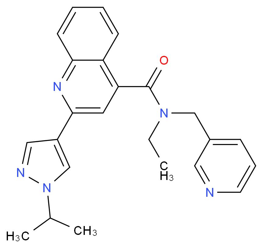 N-ethyl-2-(1-isopropyl-1H-pyrazol-4-yl)-N-(pyridin-3-ylmethyl)quinoline-4-carboxamide_分子结构_CAS_)