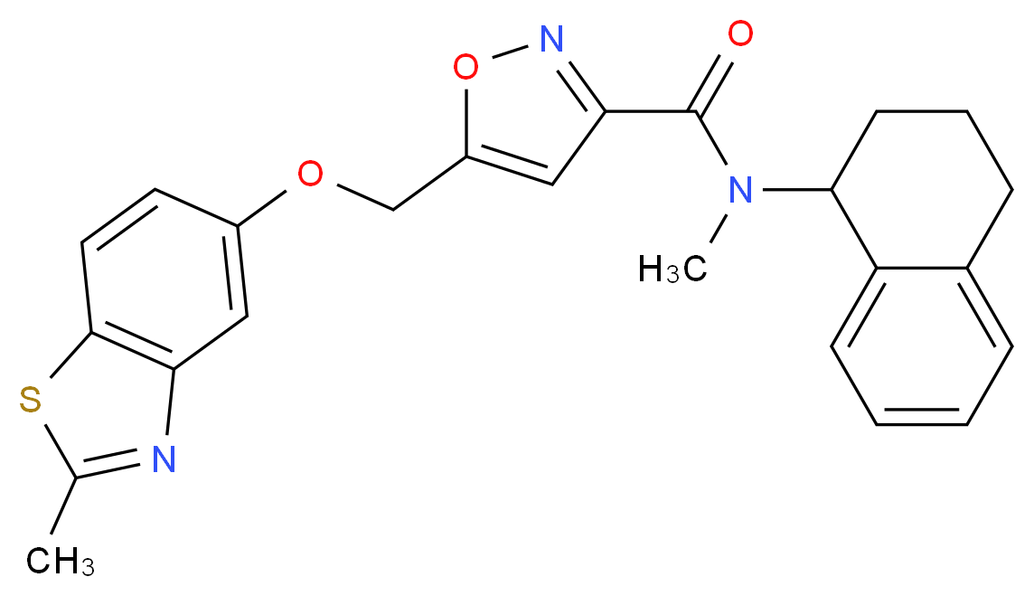N-methyl-5-{[(2-methyl-1,3-benzothiazol-5-yl)oxy]methyl}-N-(1,2,3,4-tetrahydro-1-naphthalenyl)-3-isoxazolecarboxamide_分子结构_CAS_)