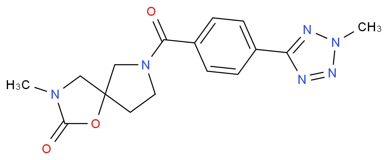 3-methyl-7-[4-(2-methyl-2H-tetrazol-5-yl)benzoyl]-1-oxa-3,7-diazaspiro[4.4]nonan-2-one_分子结构_CAS_)