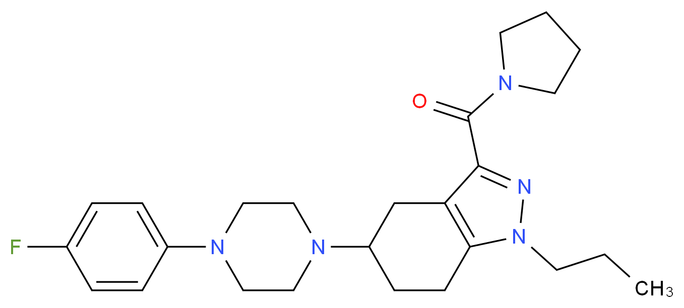 5-[4-(4-fluorophenyl)-1-piperazinyl]-1-propyl-3-(1-pyrrolidinylcarbonyl)-4,5,6,7-tetrahydro-1H-indazole_分子结构_CAS_)