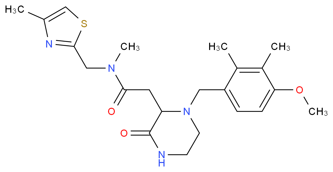 2-[1-(4-methoxy-2,3-dimethylbenzyl)-3-oxo-2-piperazinyl]-N-methyl-N-[(4-methyl-1,3-thiazol-2-yl)methyl]acetamide_分子结构_CAS_)