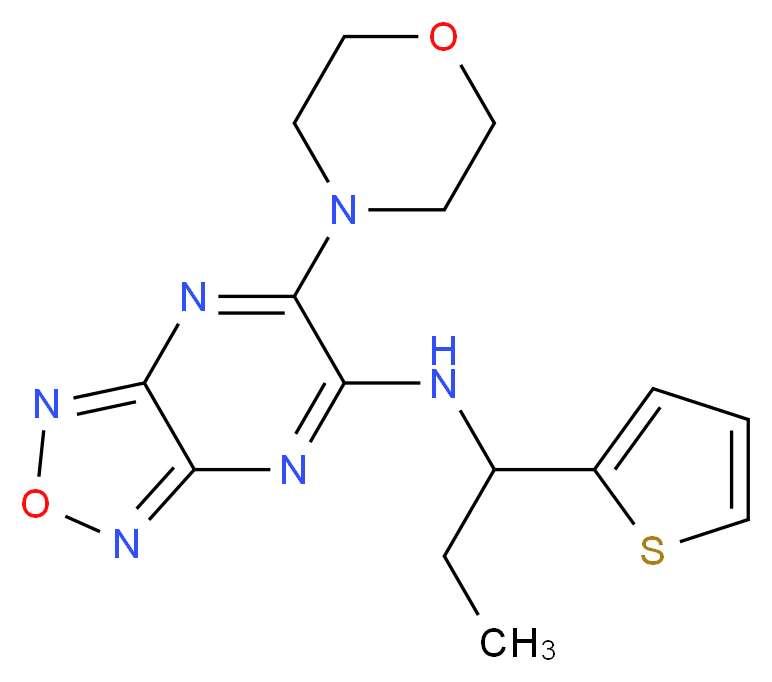 6-(4-morpholinyl)-N-[1-(2-thienyl)propyl][1,2,5]oxadiazolo[3,4-b]pyrazin-5-amine_分子结构_CAS_)