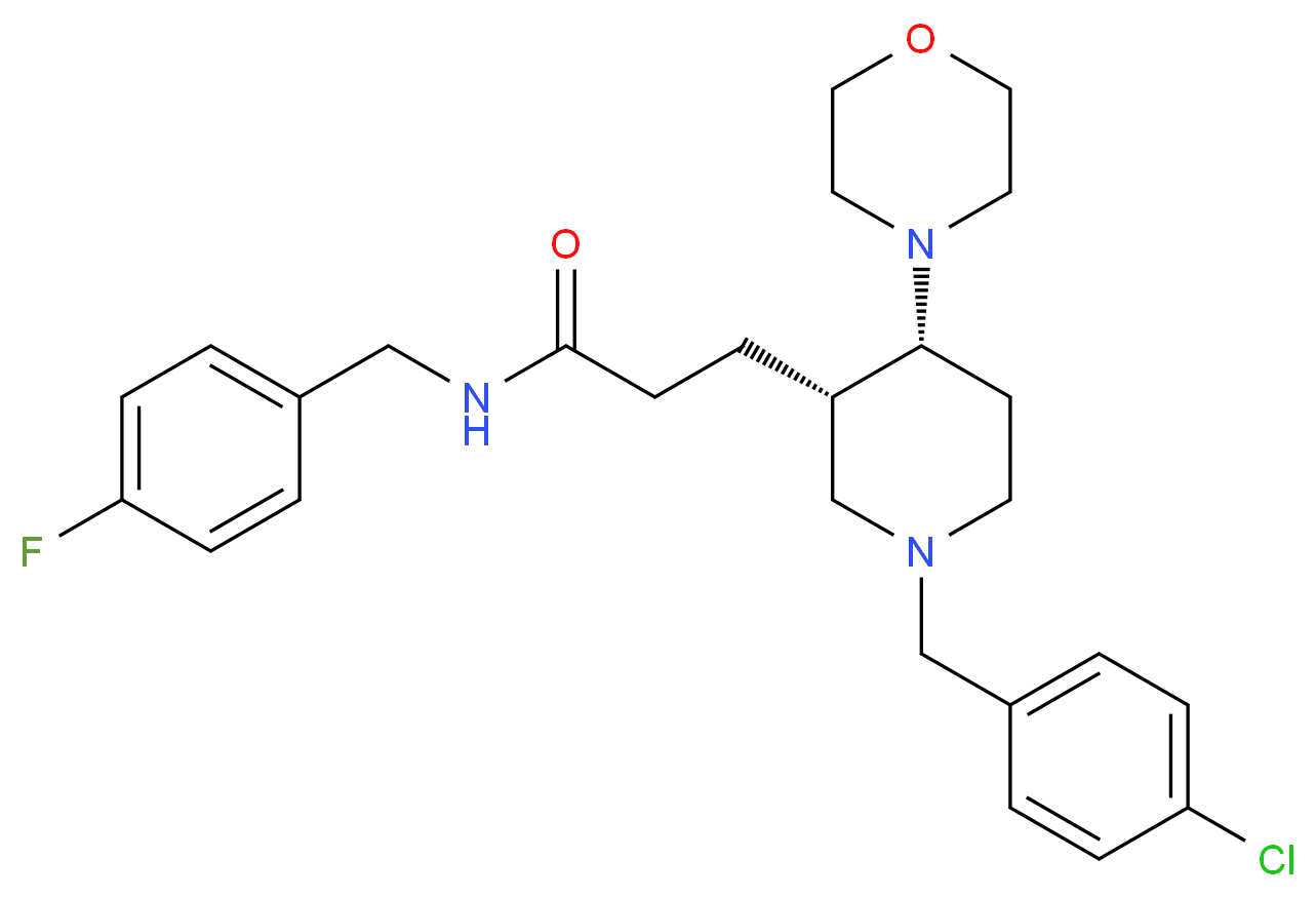 3-[(3S*,4R*)-1-(4-chlorobenzyl)-4-(4-morpholinyl)-3-piperidinyl]-N-(4-fluorobenzyl)propanamide_分子结构_CAS_)
