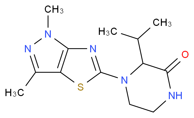 4-(1,3-dimethyl-1H-pyrazolo[3,4-d][1,3]thiazol-5-yl)-3-isopropylpiperazin-2-one_分子结构_CAS_)