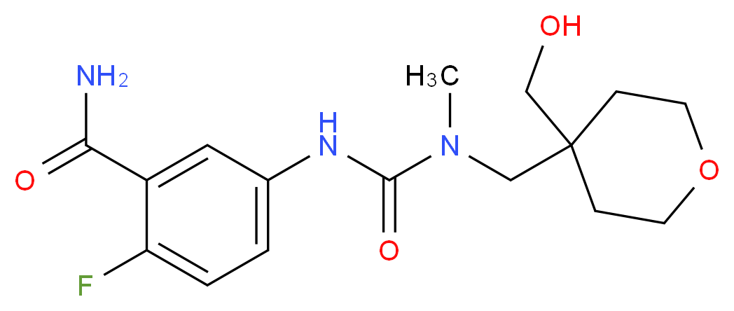 2-fluoro-5-({[{[4-(hydroxymethyl)tetrahydro-2H-pyran-4-yl]methyl}(methyl)amino]carbonyl}amino)benzamide_分子结构_CAS_)