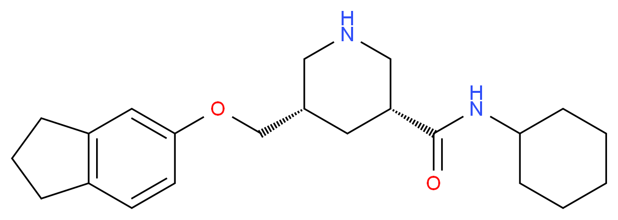 (3R,5S)-N-cyclohexyl-5-[(2,3-dihydro-1H-inden-5-yloxy)methyl]-3-piperidinecarboxamide_分子结构_CAS_)